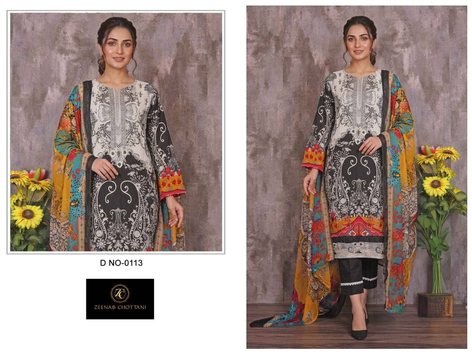 MARIA B HITS By ZEENAB CHOTTANI 0111 TO 0113 SERIES BEAUTIFUL PAKISTANI SUITS COLORFUL STYLISH FANCY CASUAL WEAR & ETHNIC WEAR PURE COTTON EMBROIDERED DRESSES AT WHOLESALE PRICE